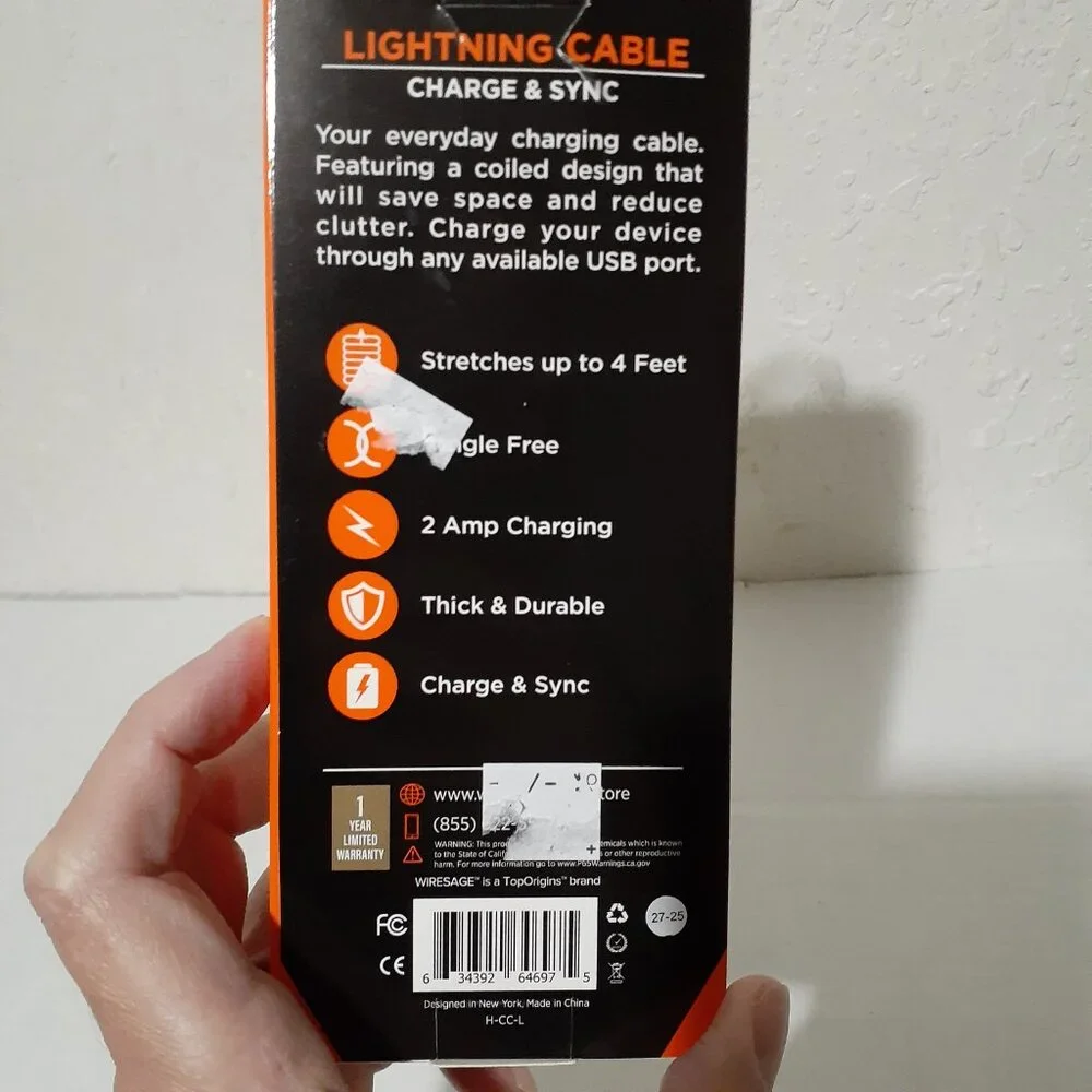 Wiresage Lightning Cable Charge & Sync 4 feet 2 amp Tangle Free (for Apple)